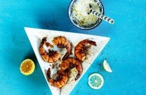 Spicy Zesty Prawns served with a dipping sauce